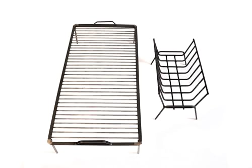 Charquery Grills Argentine Iron Grill Set Asado Parrilla Argentina Grill + Brazier for Outdoor Kitchen, Open Fire Cooking (Large)