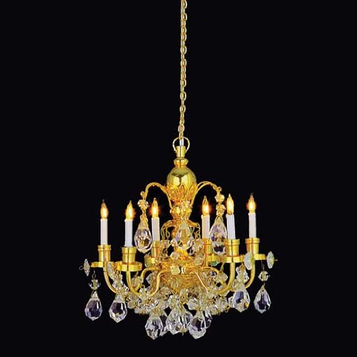 Houseworks, Ltd. Miniature 6-Arm Brass Crystal Chandelier