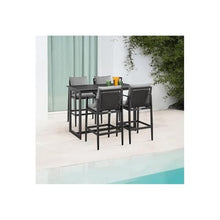 Armen Living Cayman Outdoor Patio 5-Piece Aluminum Bar Set Black