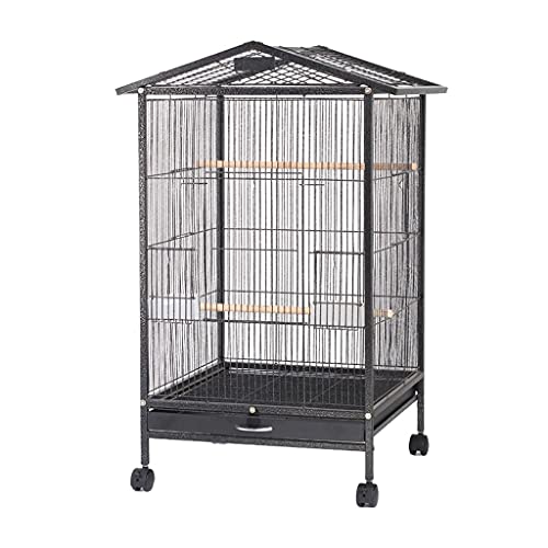 QTBH Flight Cage Large Roof Parrot Cage Black Phoenix Myna Breeding Cage Bird Cage Large Size for Flock of Birds, Canary Parakeets Bird Cage (Color : Black)