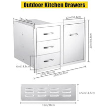 Pisumsativum Kitchen Drawer Combo Cabinet 33''W x 22''H x 22''D, BBQ Stainless Steel Drawers, Enclosed Built-in Drawer, Perfect for BBQ Grill Station Outdoor Kitchen Storage Cabinet