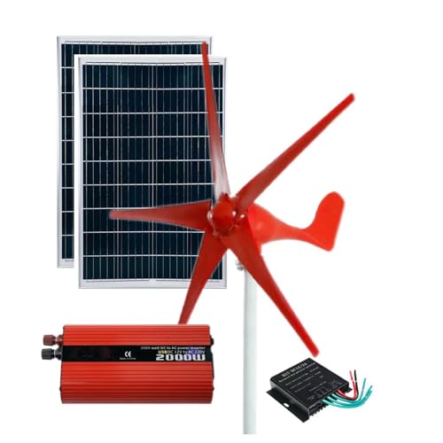 3200W 5-blade Wind Turbine Generator Kit 12V 24V 48V 1000W Wind Turbine With Controller + 100W*2 Solar Photovoltaic Panels + 2000W Inverter Wind And Solar Hybrid Power Generation System ( Color : 24V