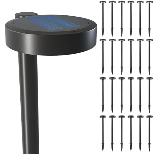 Sunco 24 Pack 2W LED Solar Pathway Walkway Backyard Garden Patio Residential Ambient Decorative Outdoor Light-MD4, 120 Lumens, Selectable CCT 2700K Soft White /4000K Cool White, Dimmable, 3.7V