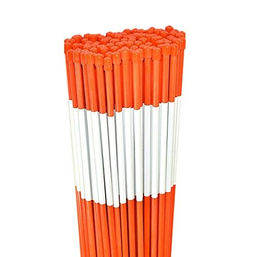 Driveway Markers, Solid Fiberglass, 1/4 Inch, Cap and Reflective Tape, Orange Snow Stakes, Plow Stakes, Bundle of 500 Pack