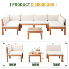 Devoko 7 Pcs Acacia Wood Patio Sectional Coach Sofa 81'' L x 54''W