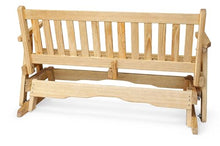 5 FT NATURAL Porch MISSION Glider Bench for 3 Person, Amish-Made Solid Pine Wood Glider, Smooth Quiet Glide, Balanced Construction, Even Weight Distribution, Relaxed Seating Angle, Made in USA