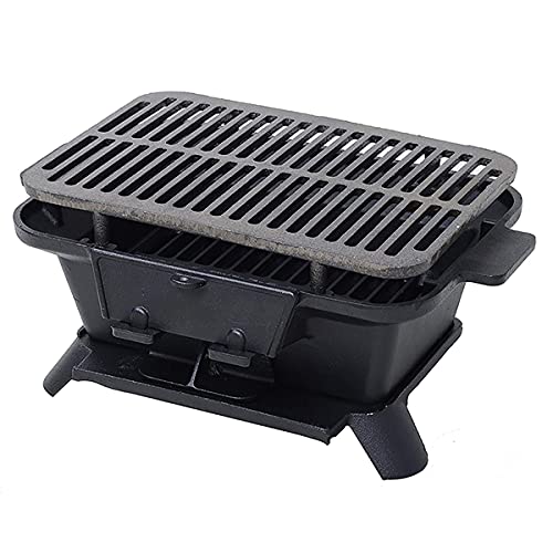 Charcoal Grill Set Thicken Outdoor Portable Small Size Family Barbecue Grill Household Camping Charcoal Cast Iron Grill Outdoor Cooking Picnic Barbecue (Color : Black Size : 40x27x18cm)