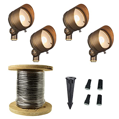 VOLT 12V Conehead Solid Brass LED Path Light 4-Pack Expansion Kit (Bronze)