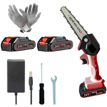 Mini Chainsaw, Electric Chainsaw,6 Inch Cordless Saw The Battery-Operated Mini Wood Cutter with 2 Rechargeable Battery for Garden and Outdoor(Red,1 battery)