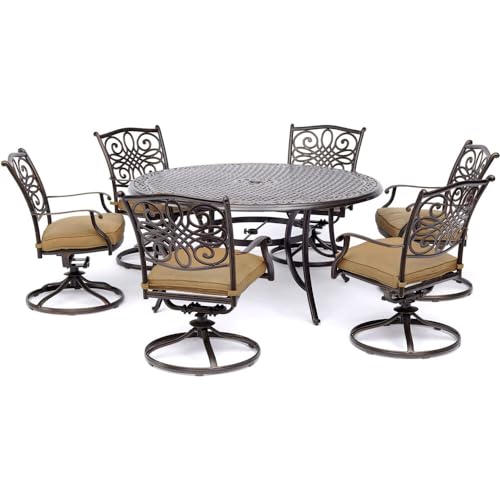 Hanover Traditions 7-Piece Patio Dining Set with Tan Cushions