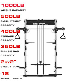 EonfitOmni Power Rack Smith Machine for Home Gym System Black