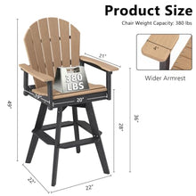Swivel Tall Adirondack Chairs 360° Rotating HDPE Bar Stools for Patio