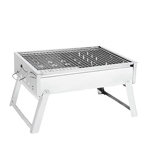Trumpet Home Folding Stainless Steel Grill Charcoal Grill Rack Outdoor Portable Camping BBQ Grill for Roasts (D As show)