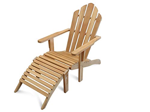 Windsor Teak Furniture Premium Grade A Teak Adirondack Chair with Ottoman
