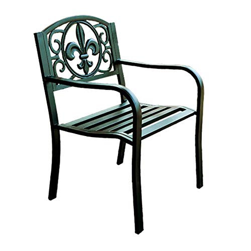 ELUKHT Daily Necessities Outdoor Terrace Metal Wrought Iron Dining Chair, Single Chair with armrests and Back, Outdoor Metal Rust-Proof Seats for patios, porches and Decks (A)