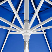 California Umbrella 12-Year-Non-Fading, 9Ft Premium Sunbrella Patio Umbrella, Hand-Crank, Button-Tilt, White Frame, True Blue Fabric