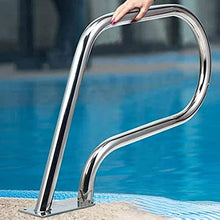 3-Bend Swimming Pool Handrails Stainless Steel Grab Ladder with Bottom Plate Easy to Assemble Humanized Handle
