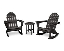 Polywood Vineyard 3-Piece Adirondack Rocking Chair Set with Side Table Black