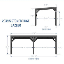 Backyard Discovery Stonebridge 20' x 9.5' Galvanized Steel Outdoor Gazebo Pavilion with Hardtop Slope Roof, Snow Load Support, Wind Resistance, PowerPort, Shade for Garden, Patio, Deck, Entertaining