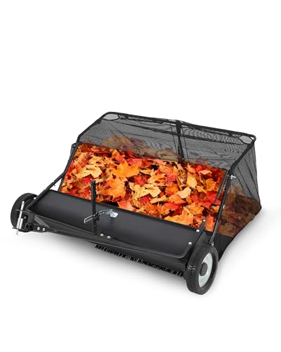 EliteEdge 42" Tow Behind Lawn Sweeper, 21 Cu.Ft Large Hopper Bag Capacity