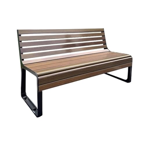 GRFIT Outdoor Bench Garden Bench for Outdoors, Wooden Chair with Cast Aluminium Frame, Chair with Back for Balcony, Patio and Park Garden Bench (Small)