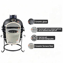 Outdoor Ceramic Grill, BBQ Smoker with Stainless Steel Grid Pan for Backyard Camping & Garden Party, Picnic(Green)