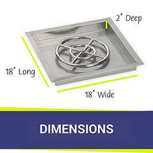18" Stainless Steel Square Drop in Pan with 12" Fire Ring