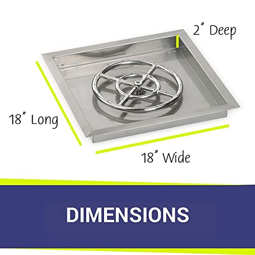 18" Stainless Steel Square Drop in Pan with 12" Fire Ring