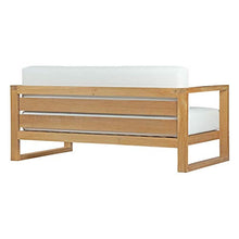 Modern Contemporary Outdoor Patio Balcony Lounge Chair, Sofa and Table Set, Wood, White Natural