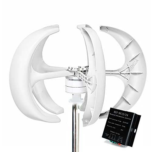 HUIZHITENGDA 5000W Vertical Axis Wind Turbine,12V-220V Alternative Energy Generator with MPPT Controller,5 Blades,24v