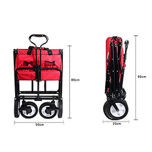 Folding Wagon, Utility Trolley Outdoor Cart,with Rubber Universal Wheels,for Camping Garden Beach All Terrain with Side Bag
