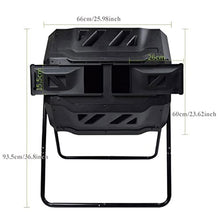 Kitchen Compost Bin, 42 Gallons Large Capacity Composter, Dual Chamber Outdoor Garden Compost Bin Heavy Duty, UV Protected Turning Barrel Tumbling Composter,Indoor Compost Bin with Lid