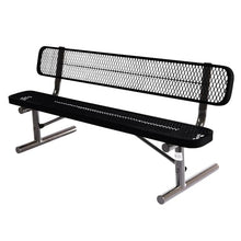 COATEDOUTDOORFURNITURE Bench, Black, Expanded, 6Ft, with Back, Portable