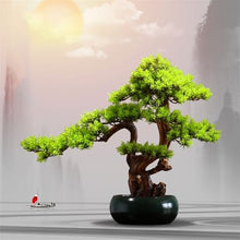 YXIANG56Q Fake Plants Chinese Hotel Desktop Landscaping Artificial Cypress Leaves Potted Bonsai Ornaments Simulation Tree Bonsai Tree, yuqing2022