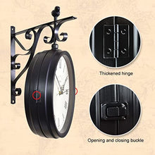 ERTTGWGF Double-Sided Arabic Numeral, 360° European Retro Rotating Clock Decoration, Suitable for Corridor, Outdoor, Entrance Decoration