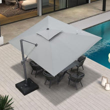 9' x 12' Rectangular Double Top Cantilever Umbrella With Base,Pebble Grey