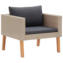 RJPLMFV 5 Piece Patio Lounge Set with Cushions Poly Rattan Beige