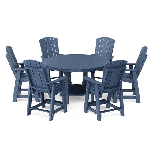 Wildridge® Heritage 60” Pub Table Set, Patriot Blue - Outdoor All-Weather Poly Furniture for Patio, Porch, Deck