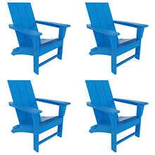 WestinTrends Ashore Modern Outdoor Folding Adirondack Chair Set of 4 Pacific Blue