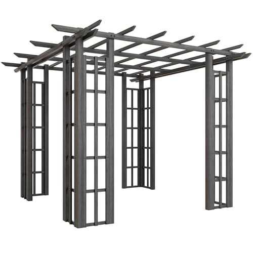 Outsunny 9' x 9' Vinyl Pergola Dark Gray
