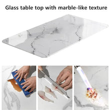 Tempered Glass Table Top, Rectangle Design, Tempered Glass Table Top with Marble Design, Easy-Clean, Scratch-Resistant, Durable, Versatile Use for Dining, Coffee, Or Garden Tables(D,100x100cm)