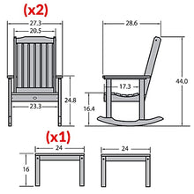 Highwood Lehigh 2 Rocking Chairs with Adirondack Side Table Weathered Acorn