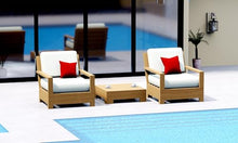 WholesaleTeak Teak Wood 3 Pc Lounge Chair Set: 2 Lounge Chairs & Side Table with Cushions in Outdoor Fabric #5404 Canvas Natural