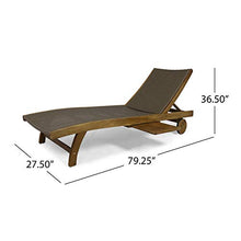 Great Deal Furniture Kimberley Outdoor Wicker and Wood Chaise Lounge with Pull-Out Tray, Set of 2, Brown, Teak Finish, (307671)