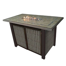 Hiland AZ Patio Heaters Rectangluar Bar Height Tile Top Fire Pit with Wind Screen