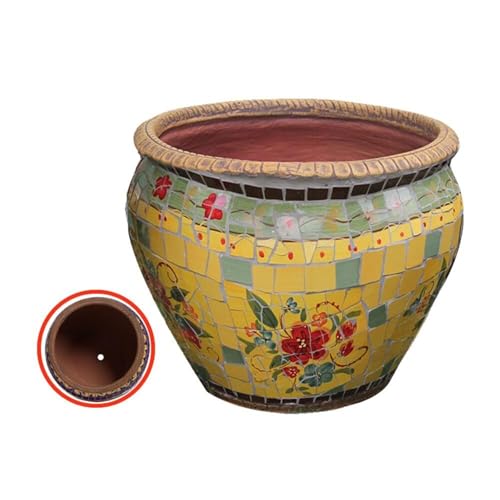 CHENBENLIAN Indoor Outdoor Large Flower Pots for Fence Planters Outdoor Flower Pots(Yellow)