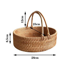 CWENZXDIA Picnic Basket Rattan Hand Basket Picnic Living Room Bedroom Desktop Storage Shopping Outdoor