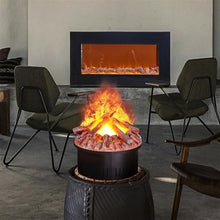 TBLOTYD Decorative Fireplace 45 cm Round Atomizing Fireplace with Remote Control, Decorative Insert in Charcoal with Simulation of 3D Flame