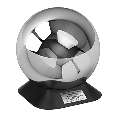Sphere Shaped Stainless Steel Urn with Separately ABS Base, Outdoor Waterproof Urn for Adult Ashes, Urn for Garden (Memorial Plaque/YES)