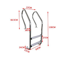 Swimming Pool Ladder Stainless Steel 2-Level and 3-Level Non-Slip Pedals Swimming Pool Bracket Escalator Large Private Swimming Pool Ladder Entertainment Facilities (Silver 138cm)